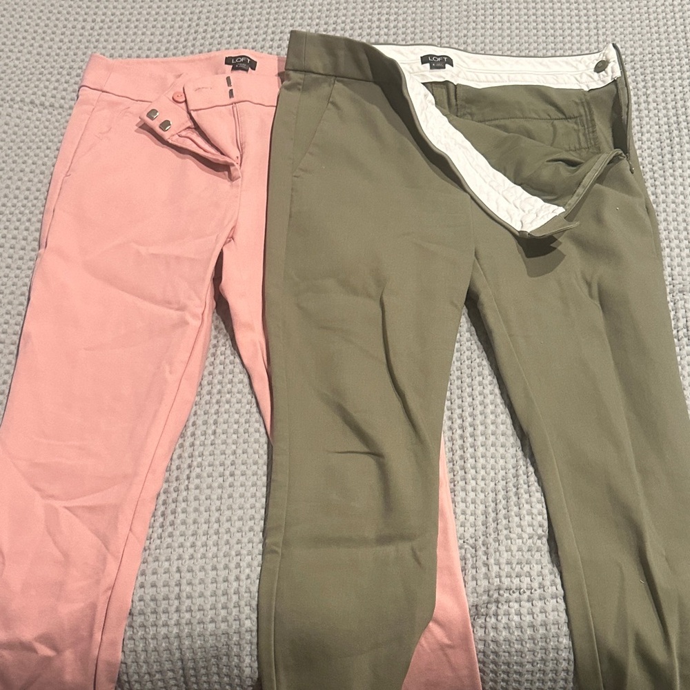 Loft Pink and Olive Green Pants Set